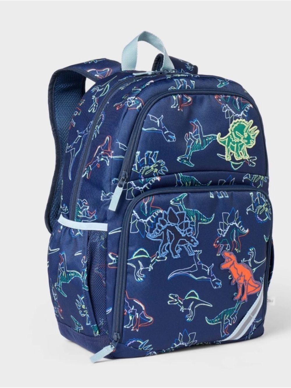 NWT Cat & Jack Navy Blue Dinosaur Backpack W/ Dino Patches -17”